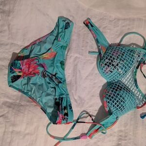 Shade & Shore Turquoise Floral Bikini
